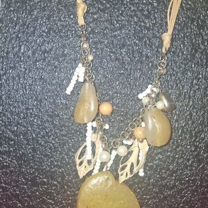 Chic Bohemian Necklace with Gold and White Beads